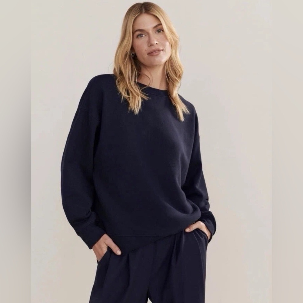 Jenni Kayne Luxury Crewneck Sweatshirt Navy Blue Relaxed Fit Size‎ XS $245